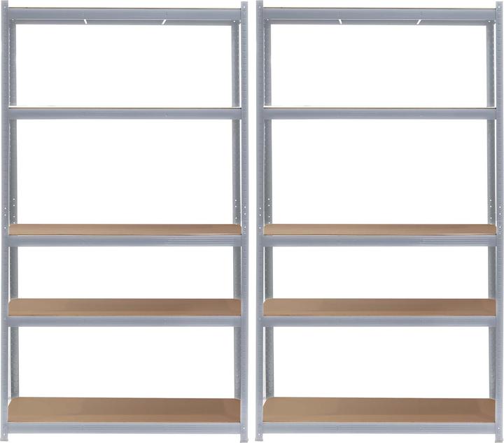 Actual product image Wiltec Set 2x Heavy-duty Shelving System Boltless Zincked 100x50x200cm, 200kg/Level, 5 Levels