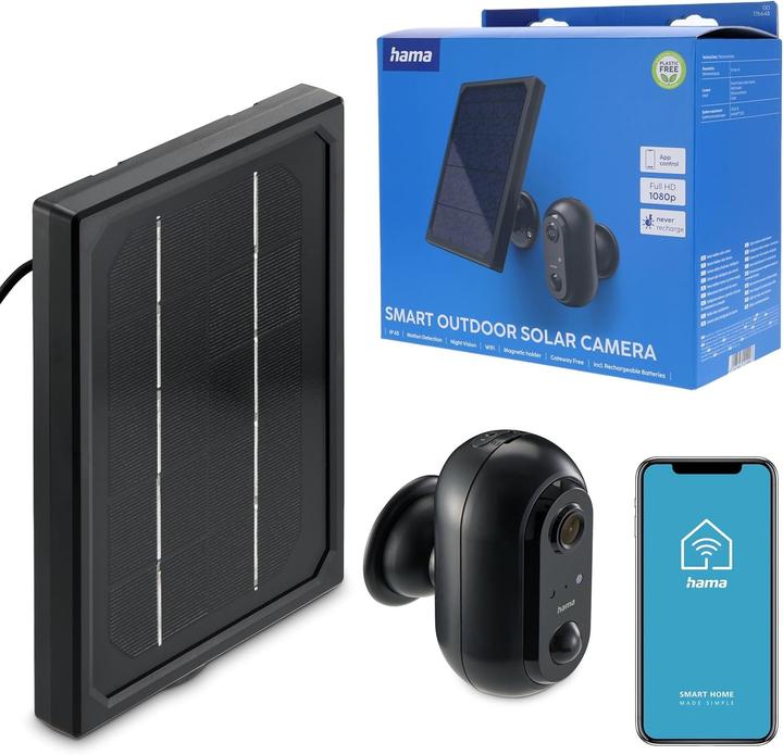 Actual product image Hama Surveillance camera, WLAN camera outdoor, rechargeable battery, solar, recording, 1080p (1920 x 1080 Pixels)