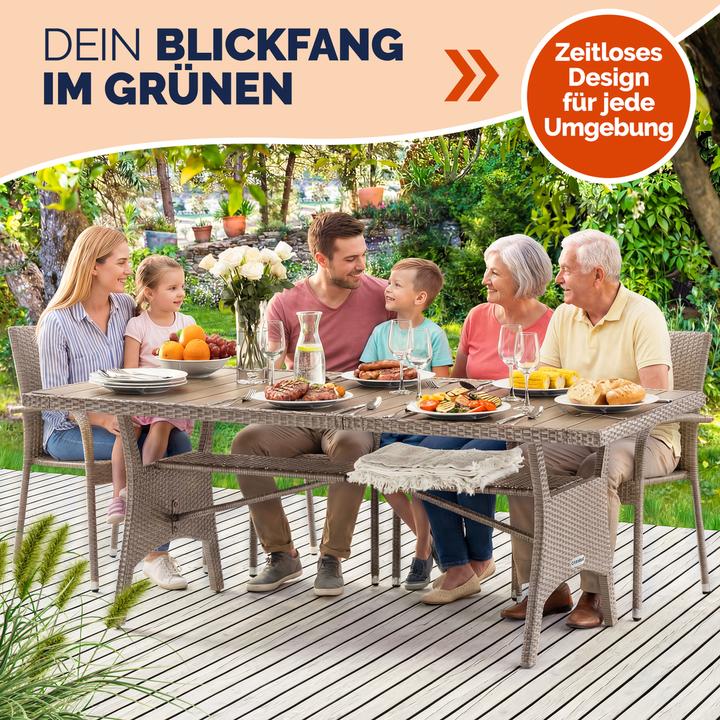Produktbild Casaria Polyrattan Gartentisch WPC (190 x 90 x 75 cm)