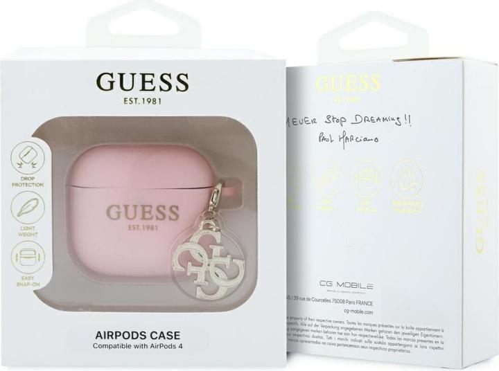 Productafbeelding Guess Hoesje voor AirPods 4 Silicone 4G Bedeltje Roze (Hoofdtelefoon hoes)