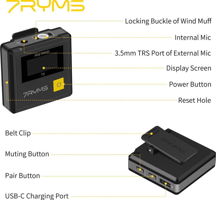 Produktbild 7Ryms 2.4G Dual-channel Wireless Microphone Black