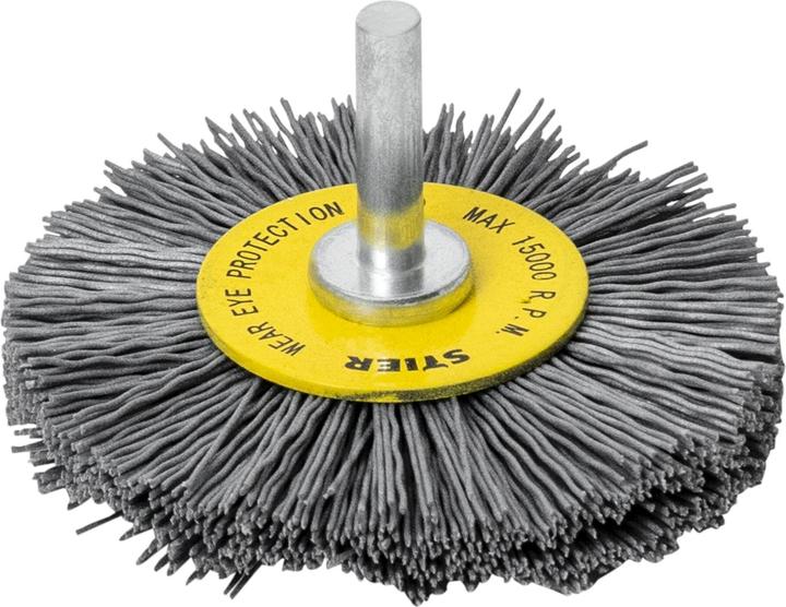 Actual product image Stier Rundbürste Ø 75 mm, Schaft-Ø 6 mm, 0,6 mm, gewellt, Siliziumkarbid