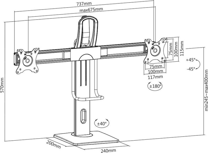 Actual product image myWall Monitor Table Mount Height Adjustable Table Stand With Spring System (Table, 17")