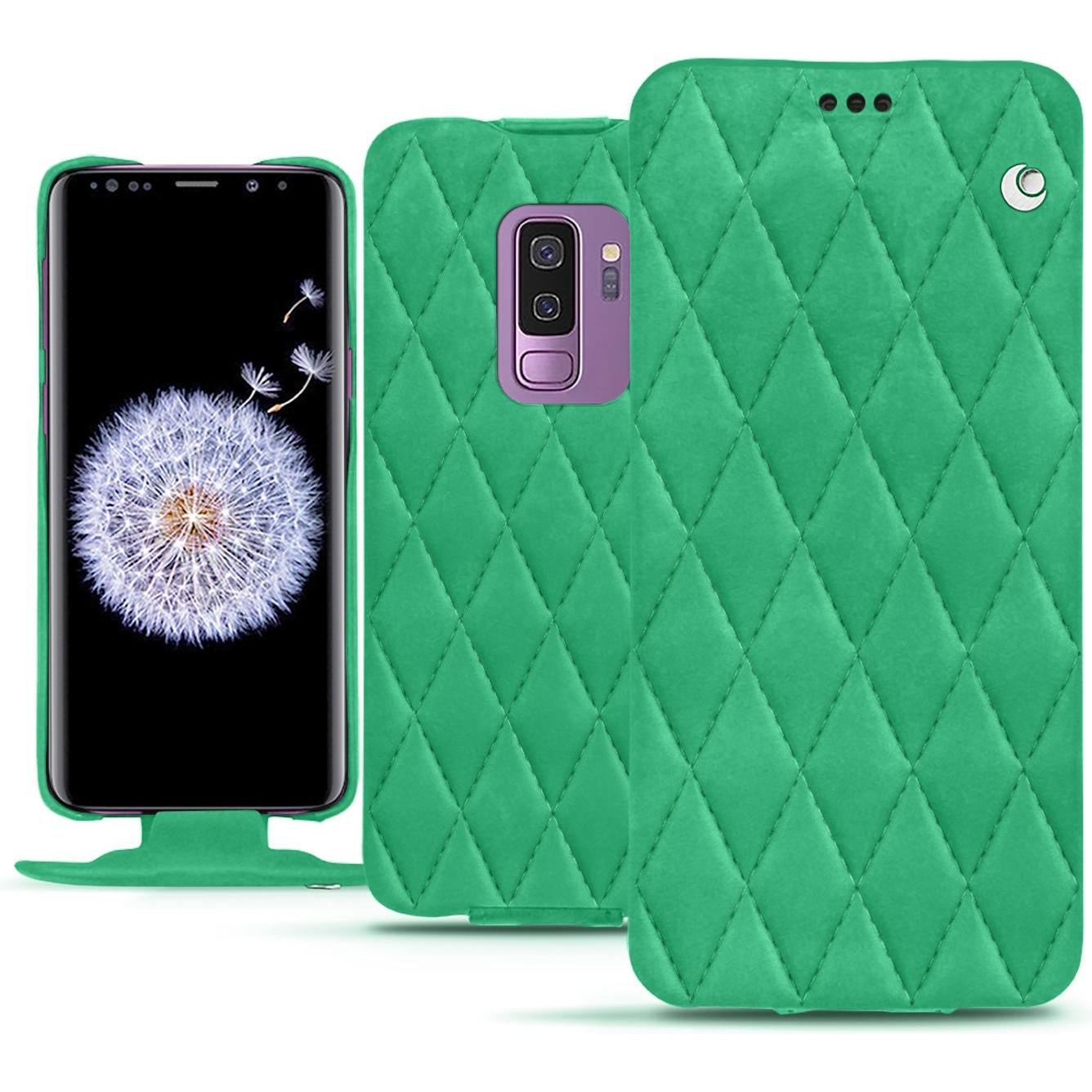 Noreve Lederschutzhülle vertikal (Samsung Galaxy S9+), Smartphone Hülle, Grün