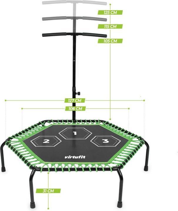 Image du produit Virtufit Trampolino Fitness Pro con Maniglia - Nero - 127 cm (127 cm)
