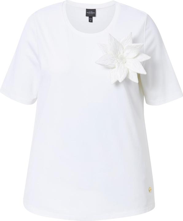 Immagine prodotto Ulla Popken T-shirt classica con spilla floreale, scollo a girocollo e mezze maniche (54)