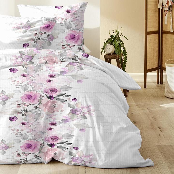 Actual product image Enrico Coss Baumwoll Seersucker Bettwäsche Madison lila (Bedding set, 135x200 cm + 80x80 cm)
