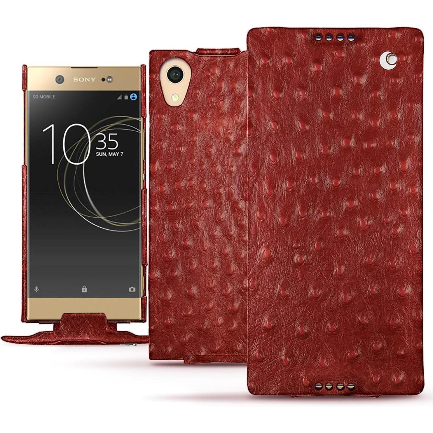 Noreve Lederschutzhülle vertikal (Sony Xperia XA1 Ultra), Smartphone Hülle, Rot