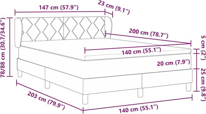 Produktbild vidaXL Boxspringbett (140 x 200 cm)