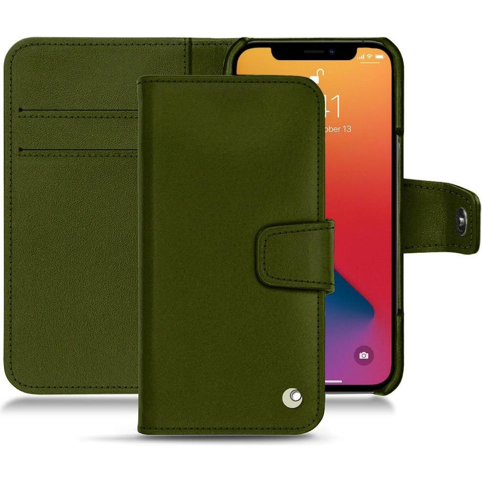 Noreve Lederschutzhülle Wallet (Apple iPhone 13 Pro), Smartphone Hülle, Grün