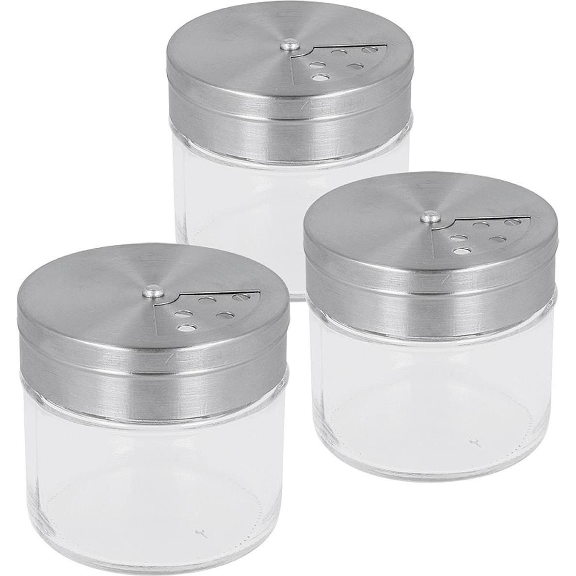 Metaltex Gewürzstreuer Ø6 3er, Pfeffermühle + Salzmühle, Silber