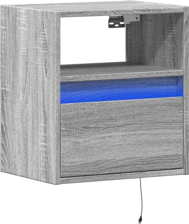 Image du produit vidaXL Armoire TV Armoire murale Lowboard Suspendu avec éclairage LED Gris Sonoma