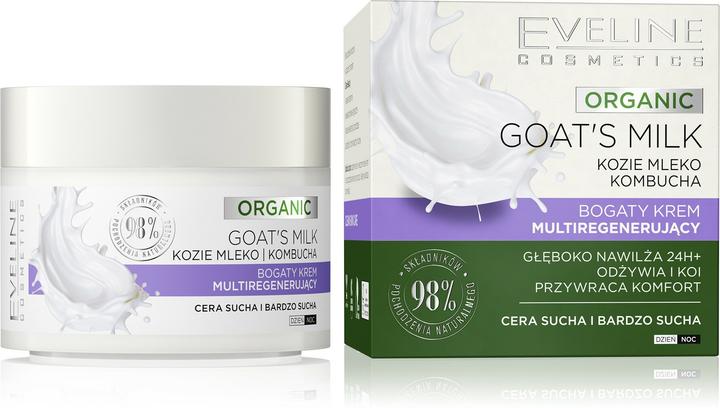 Actual product image Eveline Organic Goat's Milk Rich Multi-Regenerating Cream for Dry Very Skin 50ml (50 ml, Day cream)