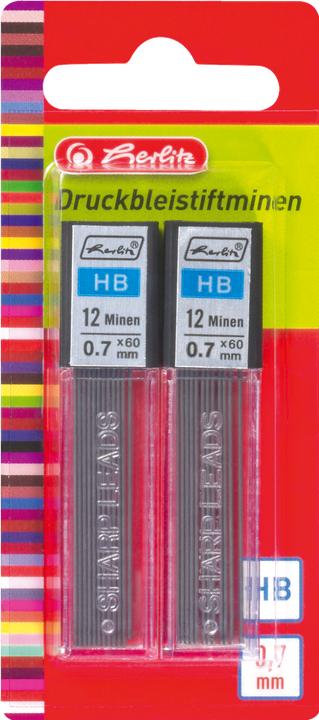 Herlitz Druckbleistiftminen, Minenst„rke: 0,7 mm (0.70 mm, HB, 1 x)