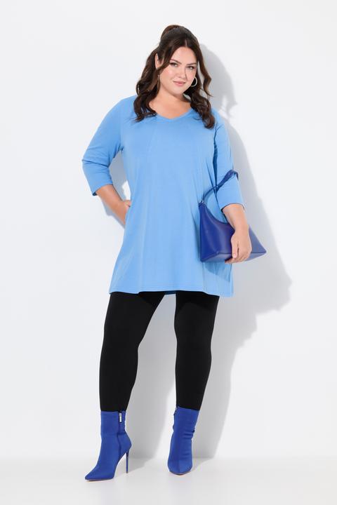 Produktbild Ulla Popken Longshirt, Ziernähte, A-Linie, V-Ausschnitt, 3/4-Arm (56)