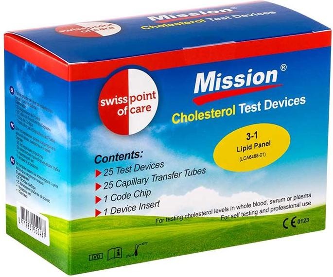 Image du produit Swiss point of care Bandelettes de test de cholestérol Mission 3 en 1 (Lecteur de cholestérol)