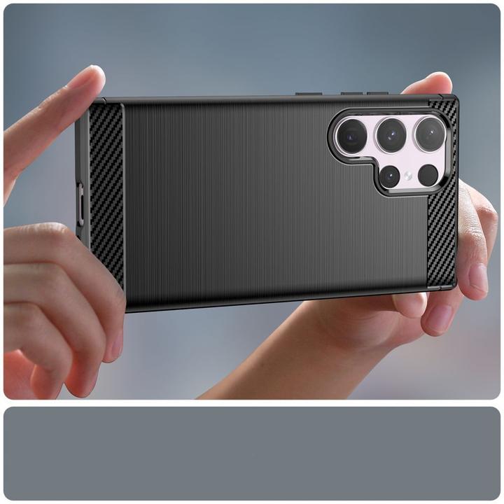 Actual product image Hurtel Carbon coverFlexible silicone-carbon cover - Black (Samsung Galaxy S24 Ultra)
