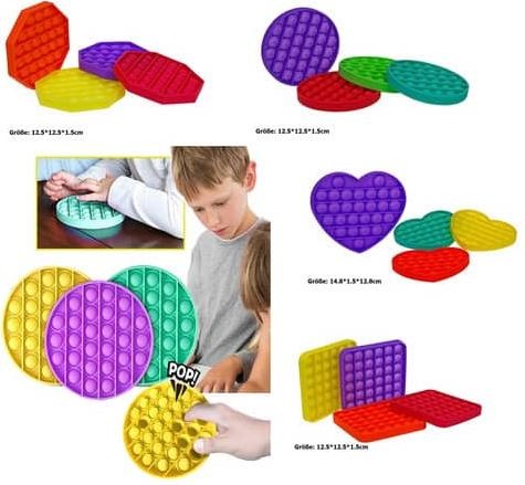 Image du produit Roost Plop up Fidget ass. 620960 3 formes et couleurs 12.5x2cm