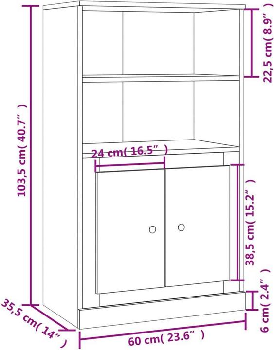 Image du produit vidaXL Highboard (60 x 35.50 x 103.50 cm)
