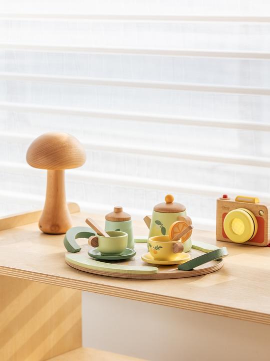 Immagine prodotto Classic World Servizio da tè vintage in legno con vassoio, 14 pezzi.