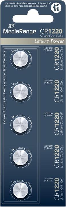 Produktbild MediaRange Knopfzellen CR1220 3V (5 Stk., CR1220, 40 mAh)