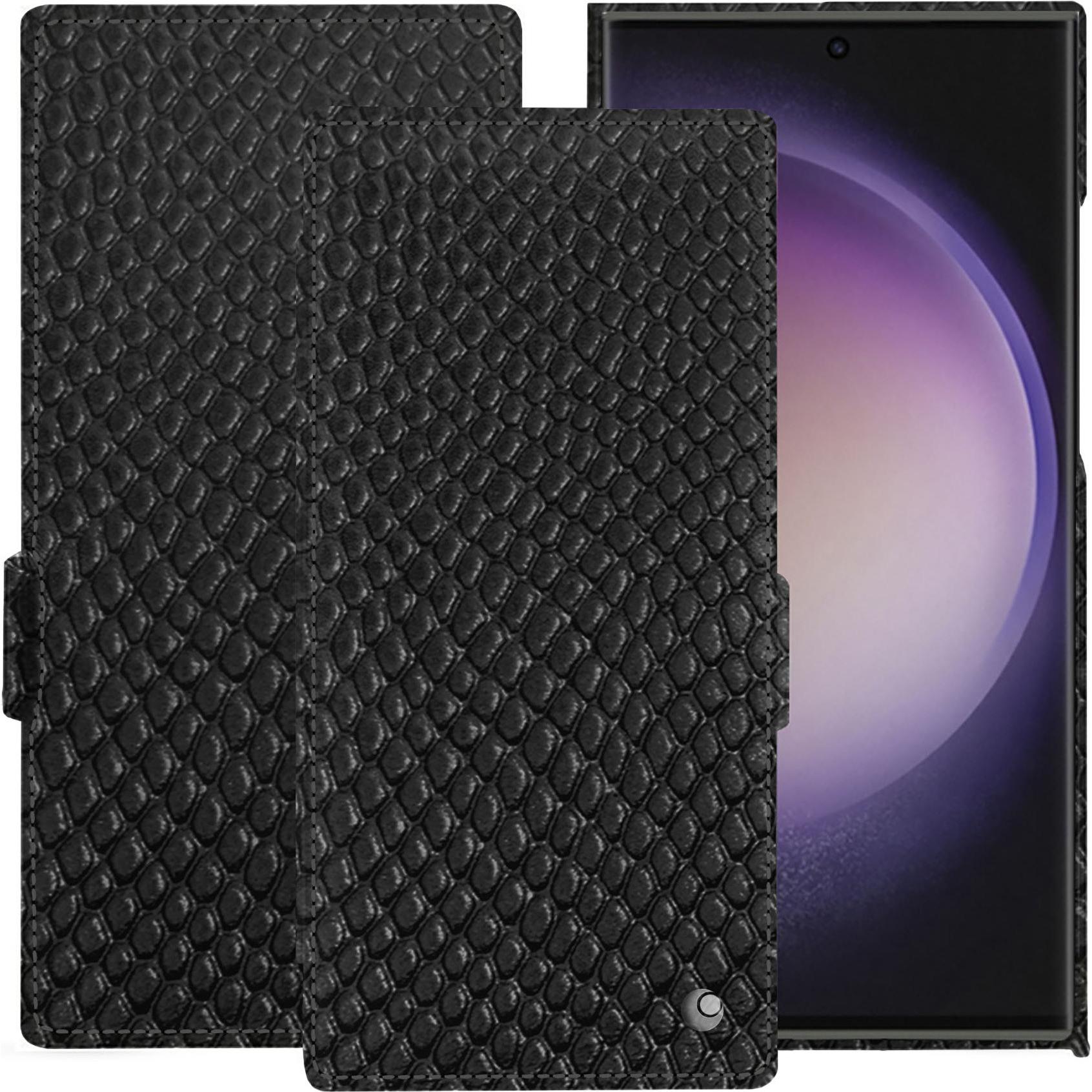 Noreve Lederschutzhülle horizontal (Samsung Galaxy S24 Ultra, Samsung Galaxy S23 Ultra), Smartphone Hülle, Schwarz