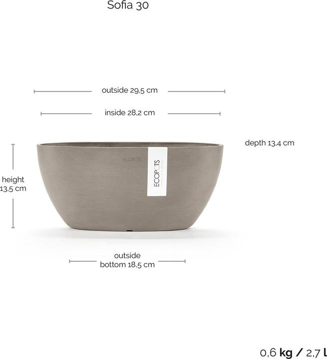 Produktbild Ecopots Sofia (30 x 13 x 13.50 cm)