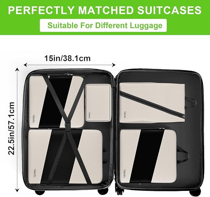 Immagine prodotto Only-Bags.Store Cubi di imballaggio in nylon a compressione da 6 pezzi, sacchetti organizzatori di accessori da