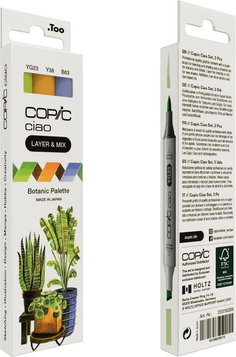 Immagine prodotto Copic CIAO - Marchio (Y-38 Miele, YG-23 New Leaf, B-63 Ortensia chiara, 6 mm, 3 x)