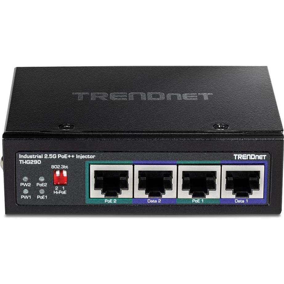 Thumbnail - Trendnet ti-ig290 poe injector 95w 2-port industrial 2.5g poe (802.3bt (PoE++), 180 W), PoE Injector