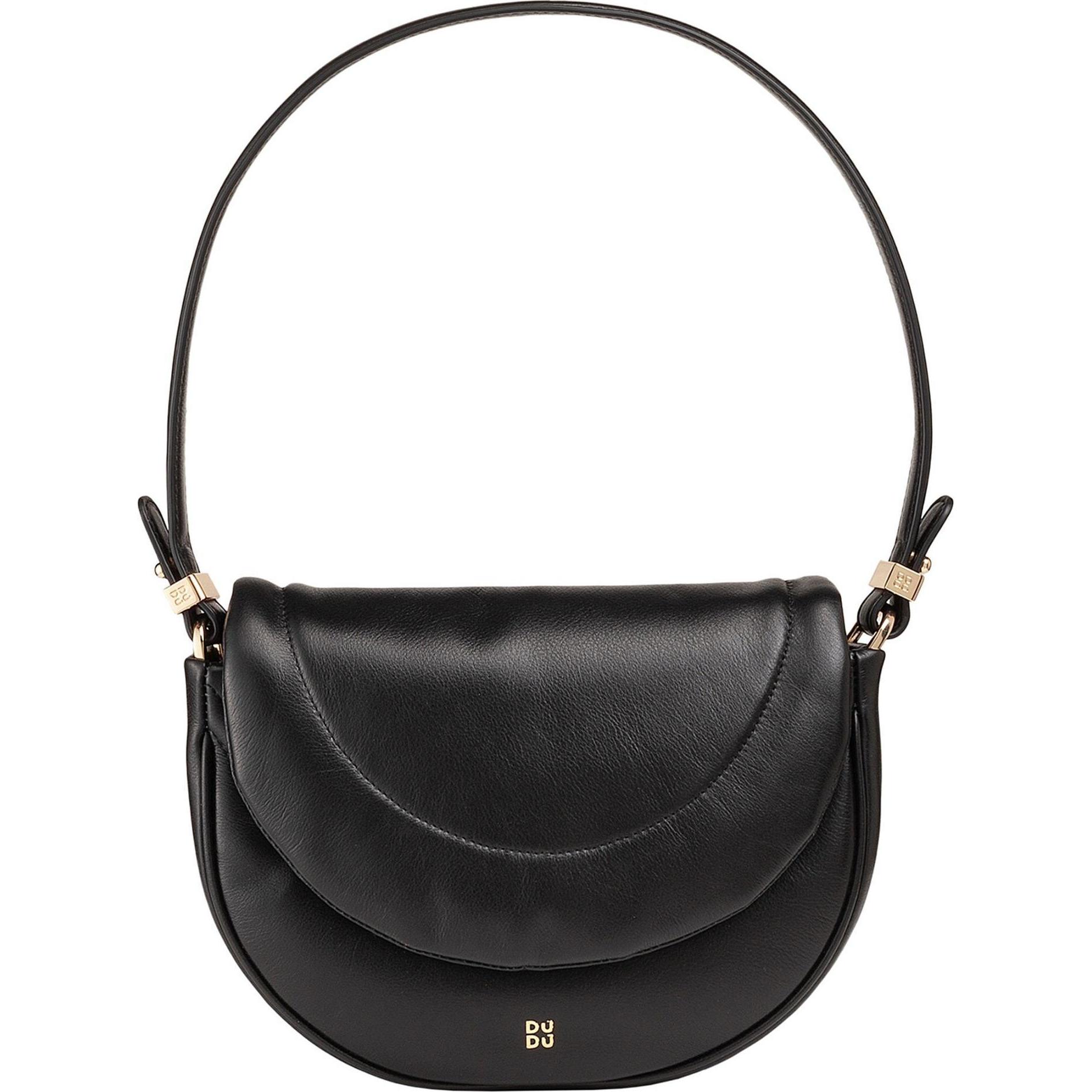 Dudu, Handtasche, Panarea Schultertasche Leder 22 cm, Schwarz