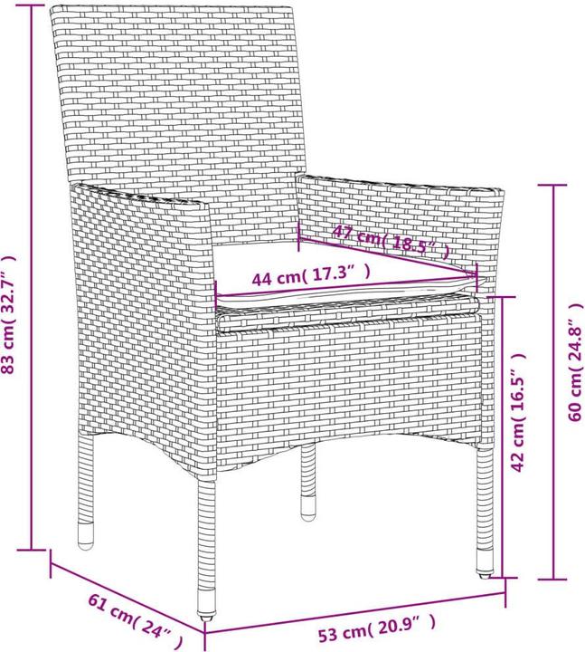 Produktbild vidaXL Garten Essgruppe (60 x 60 x 75 cm)