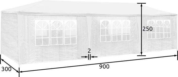 Image du produit tectake Barnum Elasa 9x3m avec 8 éléments latéraux (900 cm, 300 cm)