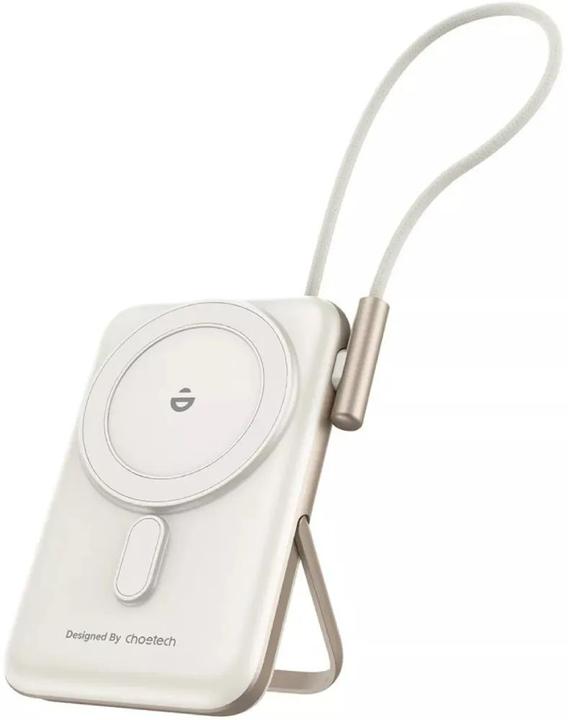 Actual product image Choetech B735 magnetic powerbank 10000mAh 20W PD + USB-C cable (white) (10000 mAh, 20 W, 37 Wh)