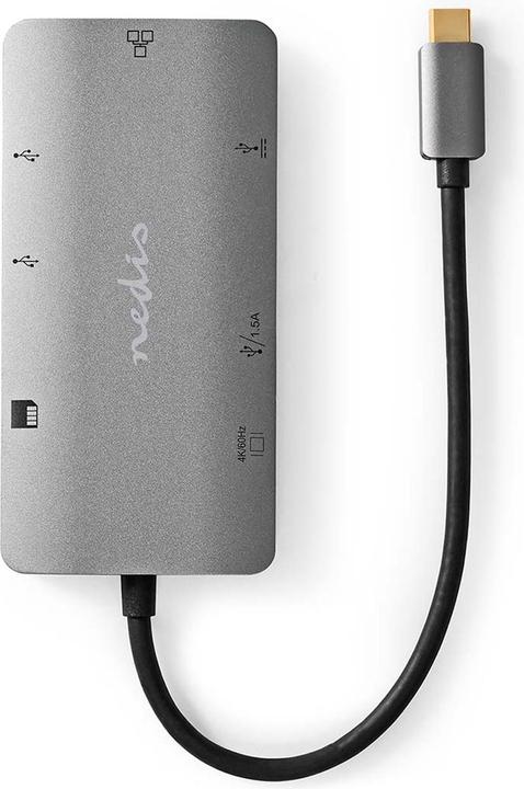 Actual product image Nedis USB Multi-Port Adapter | USB 3.2 Gen 1 | USB-C™ Connector | HDMI™ Output / Micro SD / RJ45 Jack (USB-C, 7 ports)