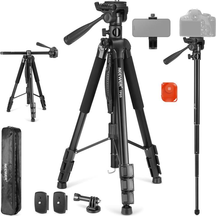 Neewer Lightweight Aluminum Alloy Camera Tripod With Pan Head (Metal)