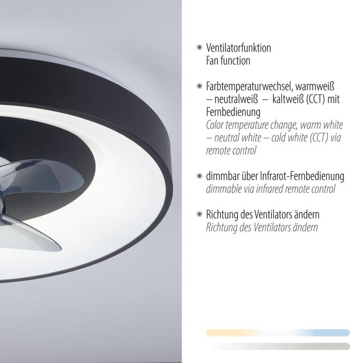 Produktbild Just Light LED Deckenlampe Deckenventilator Venika warmweiss - kaltweiss Deckenventilator Fernbedienung (4250 lm)