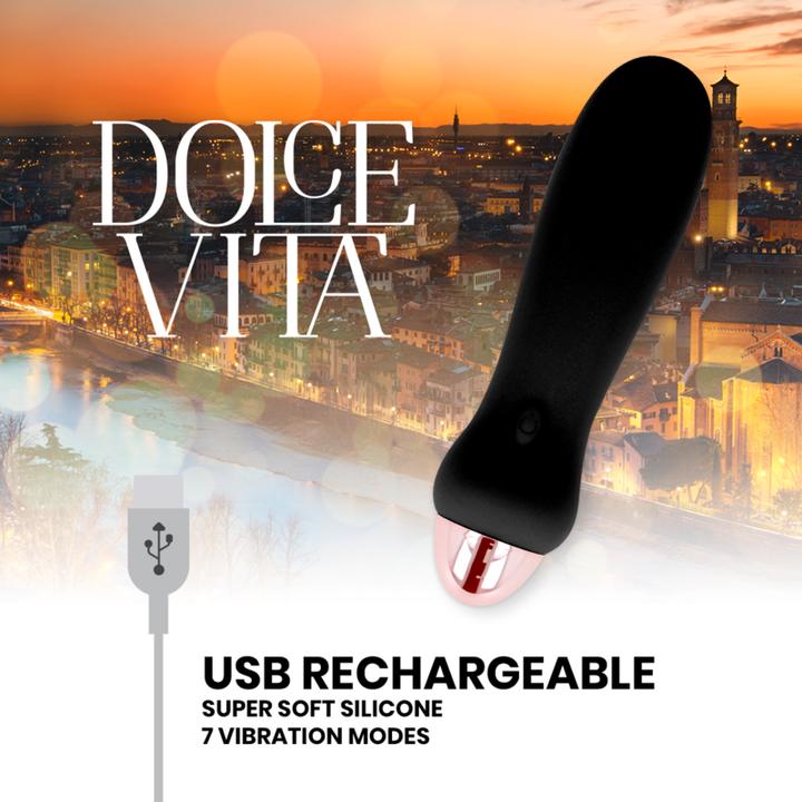 Actual product image Dolce Vita Rechargeable Vibrator Five Black 7 Speeds