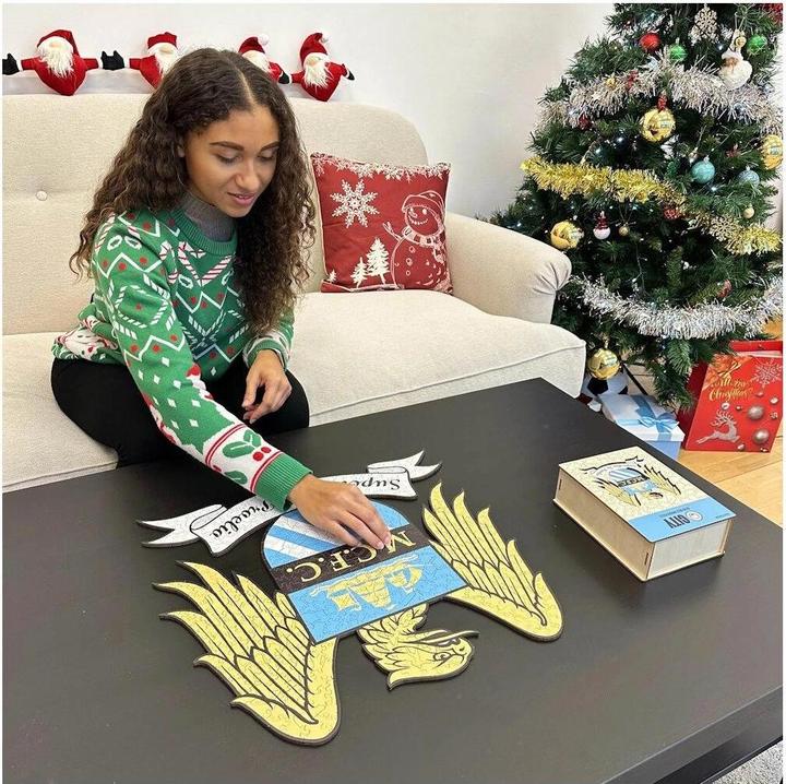 Actual product image Iconic Man City FC - Retro Logo - Wooden Puzzle Size M (270 pieces) (270 pieces)