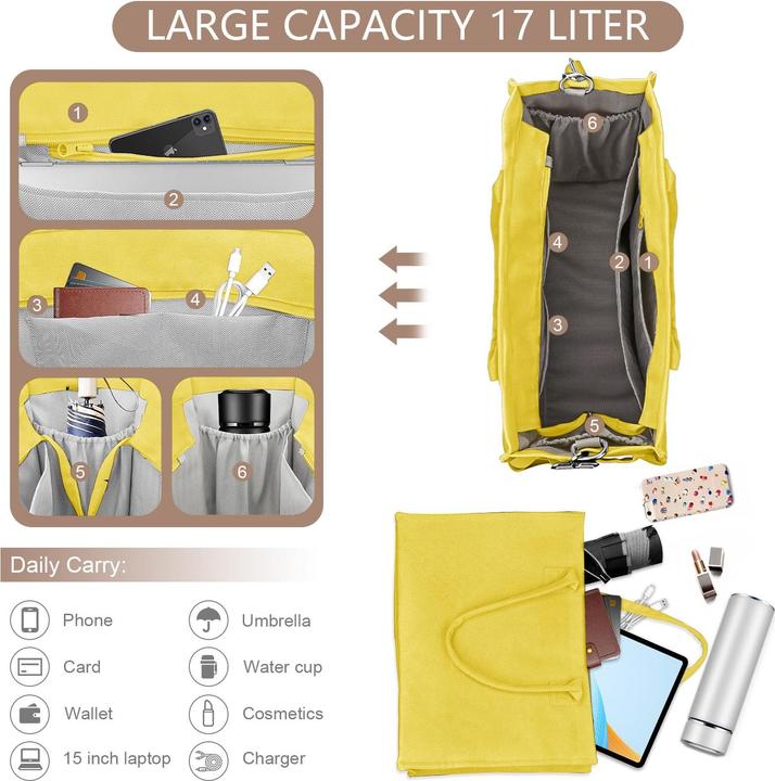 Produktbild Only-Bags.Store Canvas-Einkaufstasche, grosse Handtasche Einkaufstasche Reisetasche Arbeitstasche mit Schultergurt