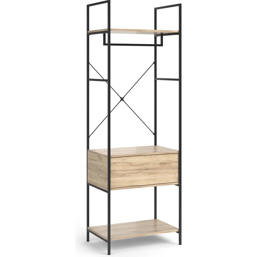Vicco, Kleiderschrank, Garderobenregal Enya, Holz/Schwarz, 60 x 180 cm mit Schublade (60 x 40 x 180 cm)