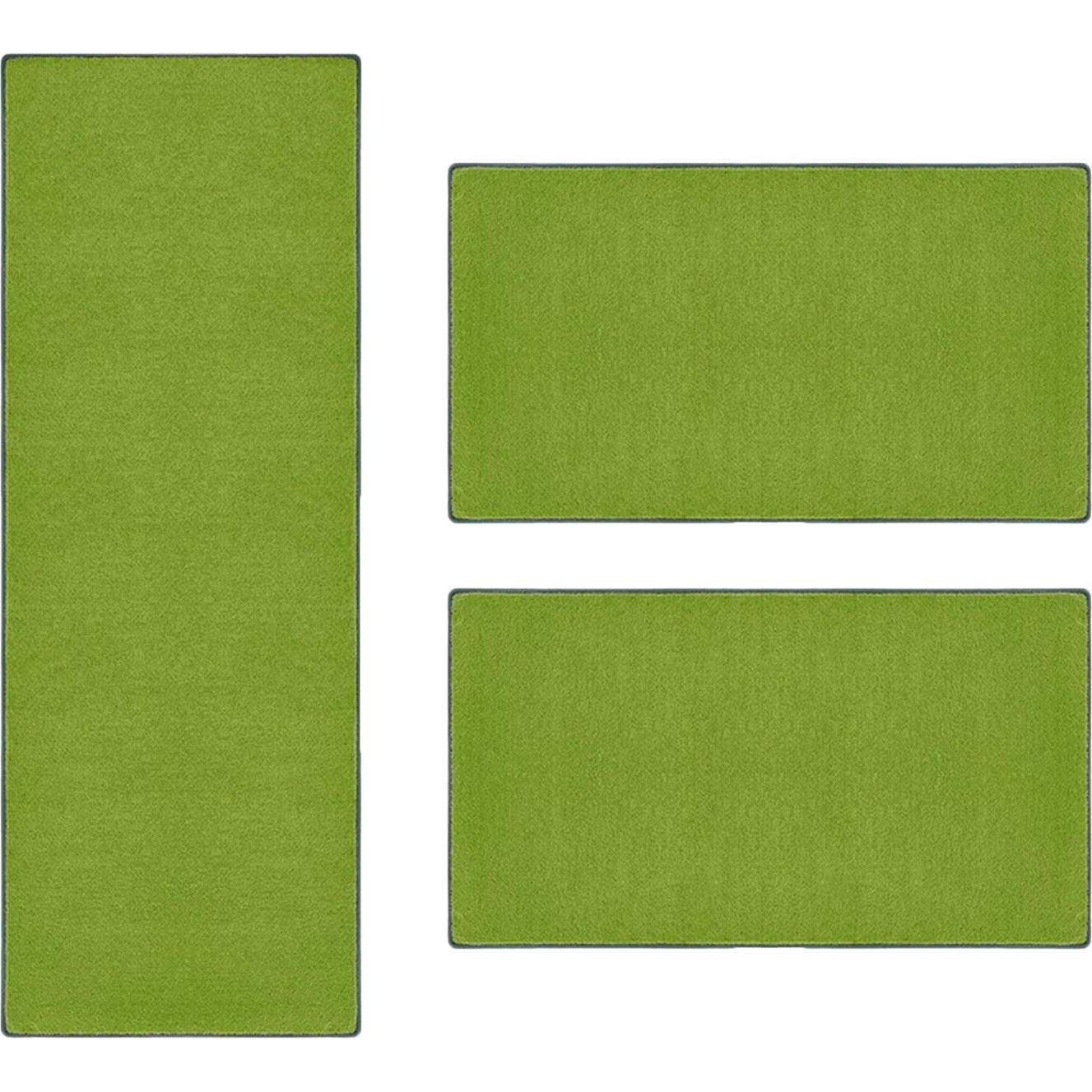 Karat, Teppich, VeloursBettumrandungGrün, 2x 67 x 130 cm und 67 x 330 cm (67 x 130 cm, 67 x 330 cm)