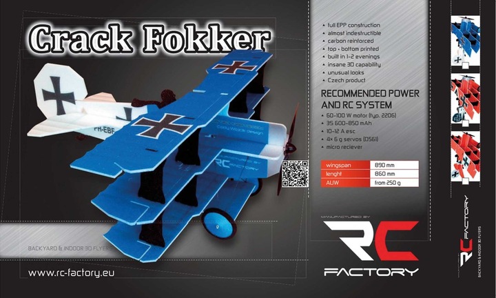 Produktbild RC Factory RC-Factory Crack FOKKER Dr.1 Triplane Red Baron LITE series (Kunstflug)