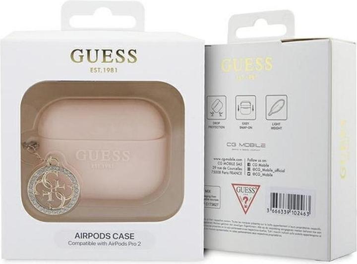 Image du produit Guess GUAP23DSLGHDP Coque AirPods Pro 2 różowy/pink 3D Rubber 4G Diamond Charm (Manchon pour casque d'écoute)