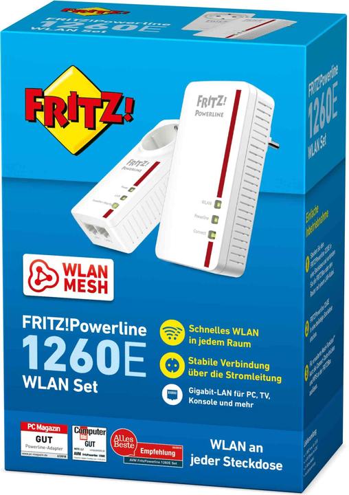 Productafbeelding AVM FRITZ!Powerline 1260 WLAN Set (1200 Mbit/s)