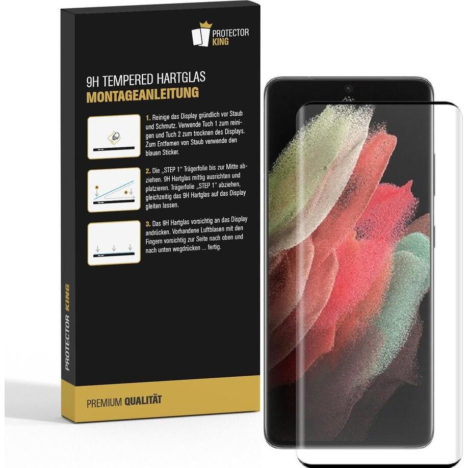 Thumbnail - Protectorking 1x echtes Tempered 9H Panzerhartglas 3D KLAR (1 Stück, Samsung Galaxy S21 Ultra), Smartphone Schutzfolie