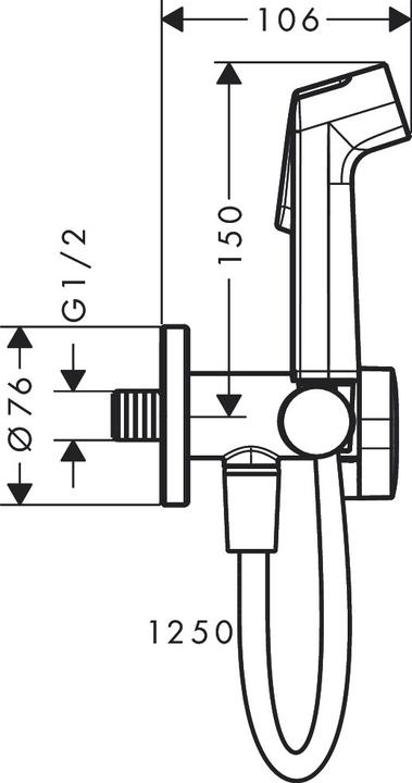 Produktbild hansgrohe Bidette S Handbrause, 1jet, für Kaltwasser, mit Brausehalterung, rundes Design, EcoSmart+ (1 Strahlarten, 6.20 l/min)