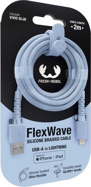 Actual product image Fresh'N Rebel Fresh 'n Rebel USB-A zu Lightning silicone geflochtenes Kabel "FlexWave" 2m, Vivid Blue (2 m, 12 W)