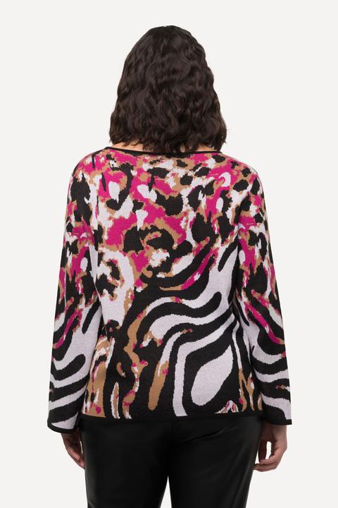 Produktbild Ulla Popken Pullover, Animalmuster, U-Boot-Ausschnitt, Langarm (50, 52)
