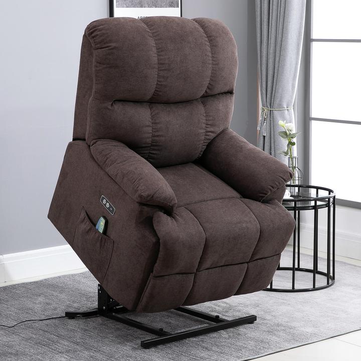 Actual product image Homcom Sessel mit Aufstehhilfe Polyester, Metall, Schaumstoff Braun